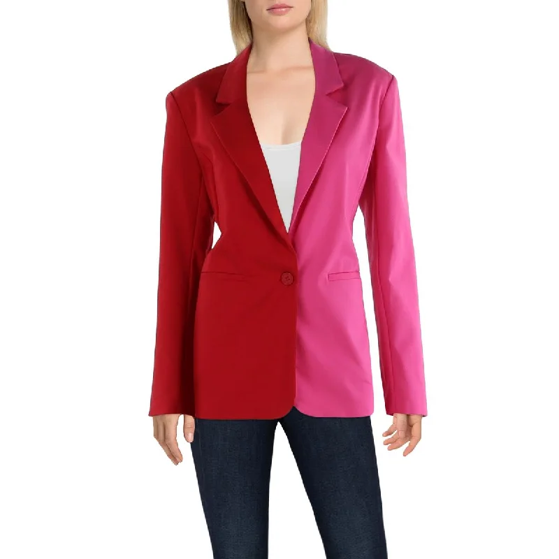 English Factory Womens Colorblock Work Wear One-Button Blazer