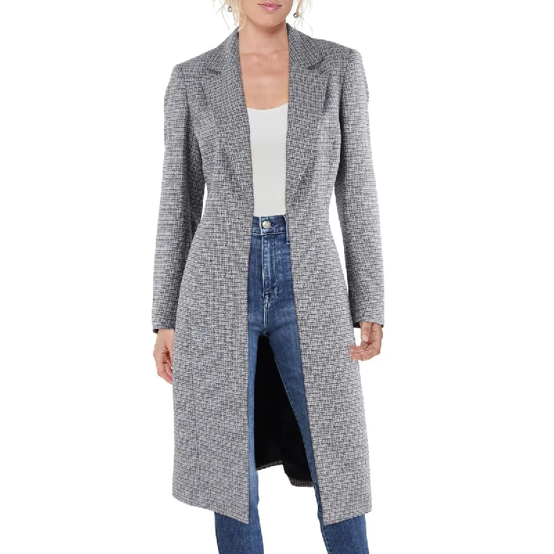 Le Suit Womens Tweed Long Sleeves Open-Front Blazer