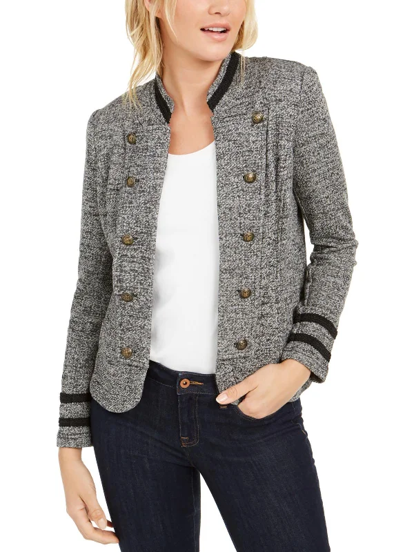 Womens Military Band Open-Front Blazer