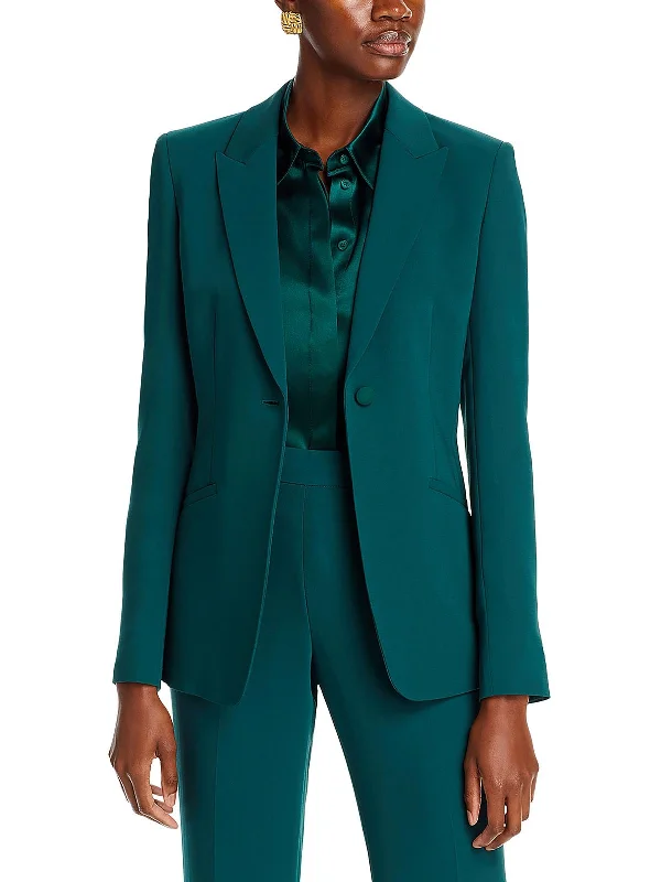 Womens Silk Blend Suit Separate One-Button Blazer