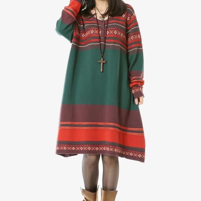 Green woman winter dresses plus size sweaters