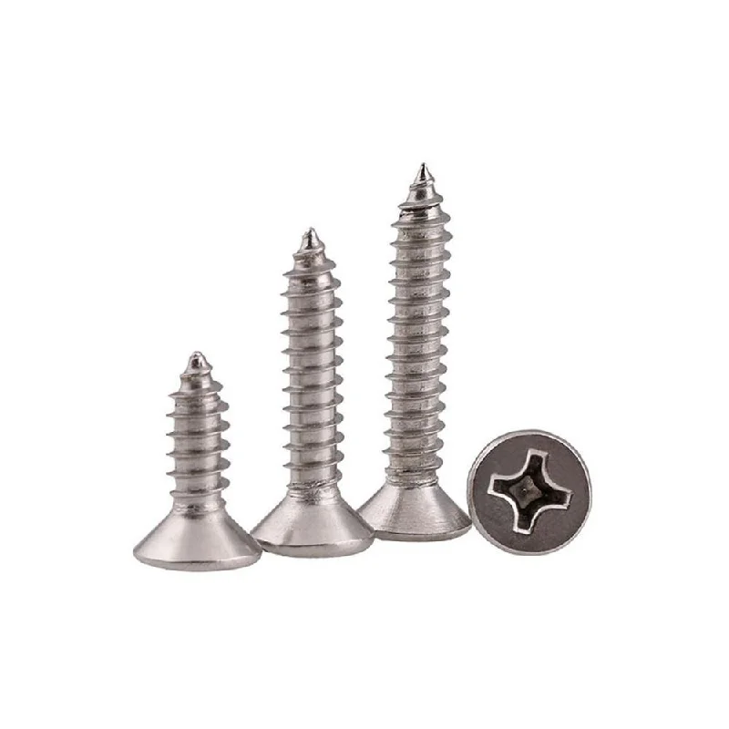 Suleve M2.3SP1 100Pcs M2.3 304 Stainless Steel Cross Flat Head Self Tapping Screw Wood Screws Speaker Screws Optional Length